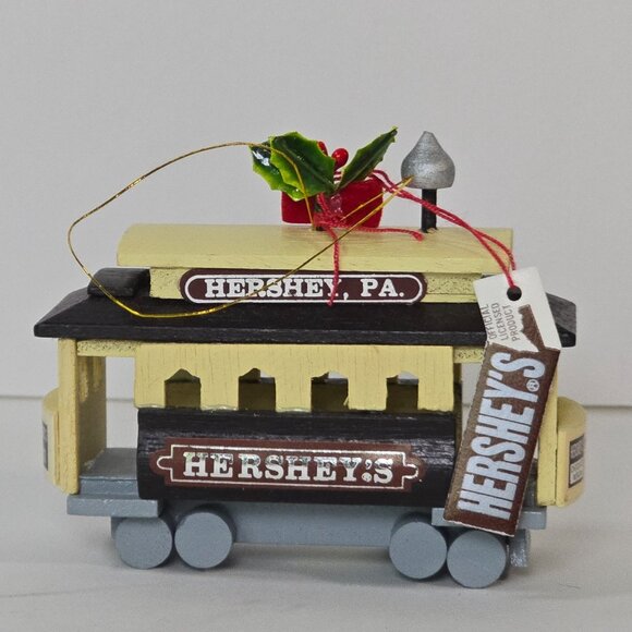 Hersheys Chocolate Christmas Ornament Train Caboose Kurt Adler Wooden Hershey PA - Picture 1 of 11